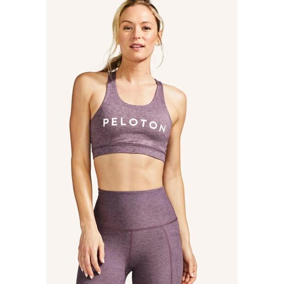 PELOTON Heathered Strappy Bra (Purple) - Small - Picture 1 of 7